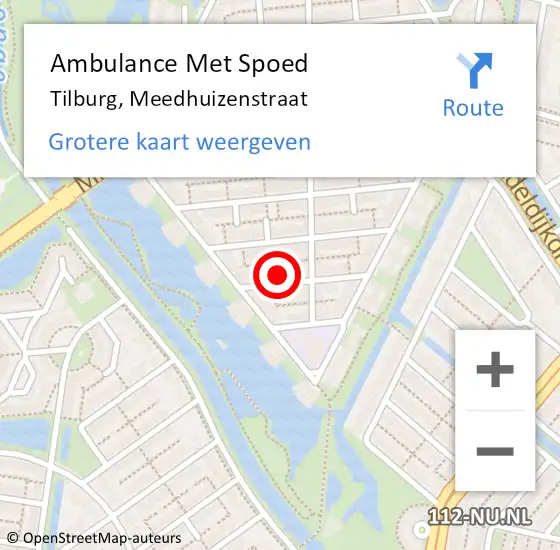 Locatie op kaart van de 112 melding: Ambulance Met Spoed Naar Tilburg, Meedhuizenstraat op 27 december 2015 05:04