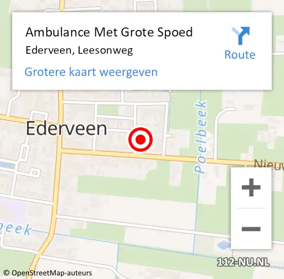 Locatie op kaart van de 112 melding: Ambulance Met Grote Spoed Naar Ederveen, Leesonweg op 27 december 2015 05:57