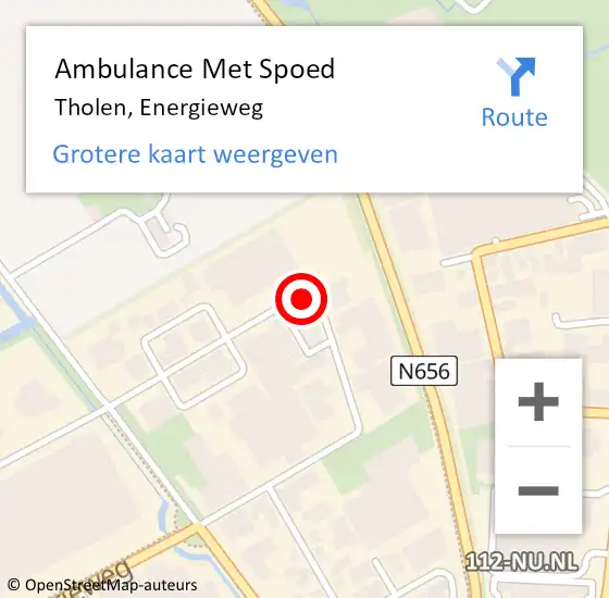 Locatie op kaart van de 112 melding: Ambulance Met Spoed Naar Tholen, Energieweg op 27 december 2015 06:25