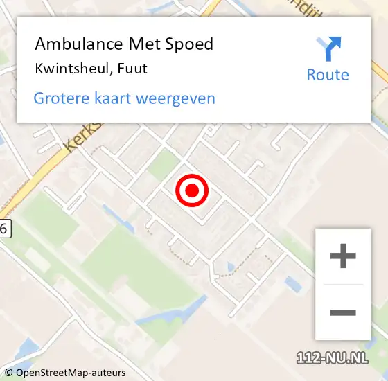 Locatie op kaart van de 112 melding: Ambulance Met Spoed Naar Kwintsheul, Fuut op 27 december 2015 07:04