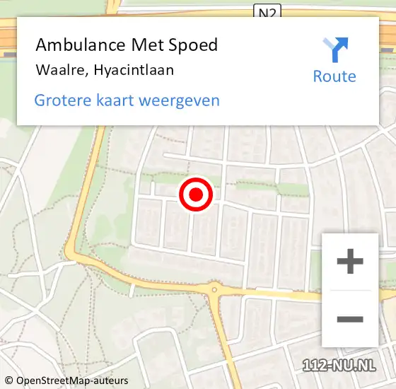 Locatie op kaart van de 112 melding: Ambulance Met Spoed Naar Waalre, Hyacintlaan op 27 december 2015 07:47