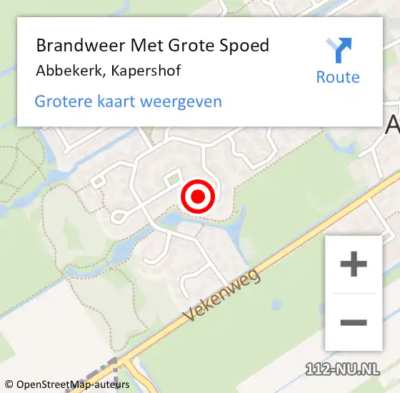Locatie op kaart van de 112 melding: Brandweer Met Grote Spoed Naar Abbekerk, Kapershof op 27 december 2015 08:43