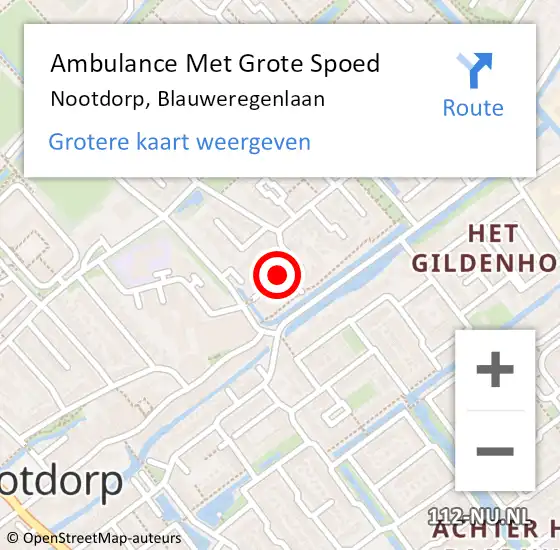 Locatie op kaart van de 112 melding: Ambulance Met Grote Spoed Naar Nootdorp, Blauweregenlaan op 27 december 2015 09:02