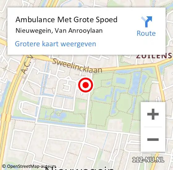 Locatie op kaart van de 112 melding: Ambulance Met Grote Spoed Naar Nieuwegein, Van Anrooylaan op 27 december 2015 09:51