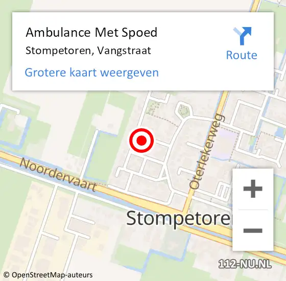 Locatie op kaart van de 112 melding: Ambulance Met Spoed Naar Stompetoren, Vangstraat op 27 december 2015 10:16