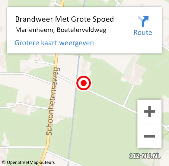 Locatie op kaart van de 112 melding: Brandweer Met Grote Spoed Naar Marienheem, Boetelerveldweg op 27 december 2015 11:02