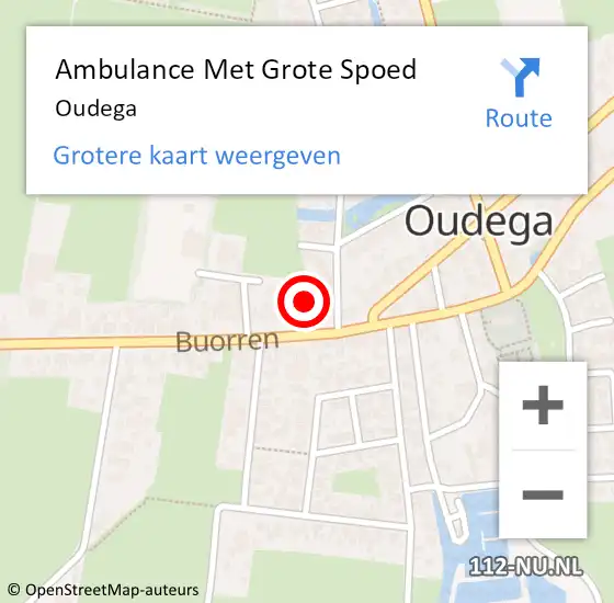 Locatie op kaart van de 112 melding: Ambulance Met Grote Spoed Naar Oudega op 1 december 2013 14:45