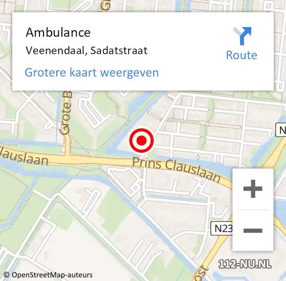 Locatie op kaart van de 112 melding: Ambulance Veenendaal, Sadatstraat op 27 december 2015 11:18