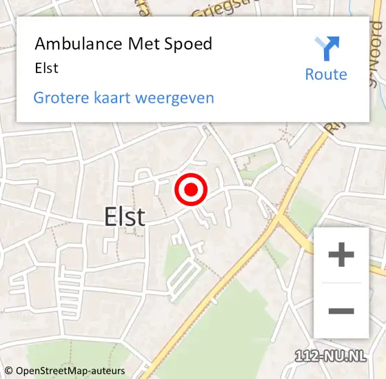 Locatie op kaart van de 112 melding: Ambulance Met Spoed Naar Elst, Caro Van Eijcklaan op 1 december 2013 14:56