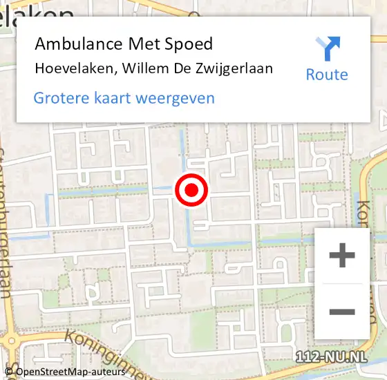 Locatie op kaart van de 112 melding: Ambulance Met Spoed Naar Hoevelaken, Willem De Zwijgerlaan op 27 december 2015 12:25