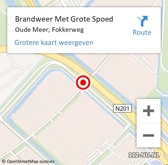 Locatie op kaart van de 112 melding: Brandweer Met Grote Spoed Naar Oude Meer, Fokkerweg op 27 december 2015 12:34