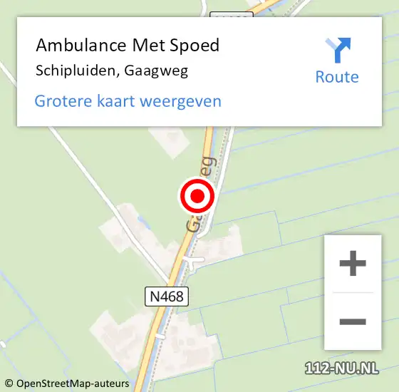 Locatie op kaart van de 112 melding: Ambulance Met Spoed Naar Schipluiden, Gaagweg op 27 december 2015 13:40