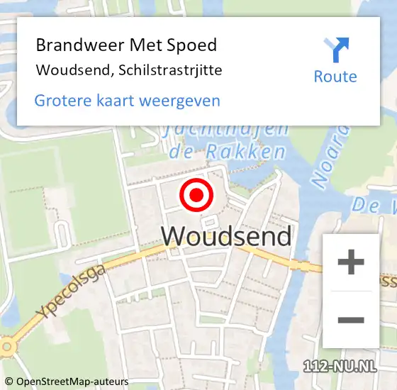 Locatie op kaart van de 112 melding: Brandweer Met Spoed Naar Woudsend, Schilstrastrjitte op 27 december 2015 13:52