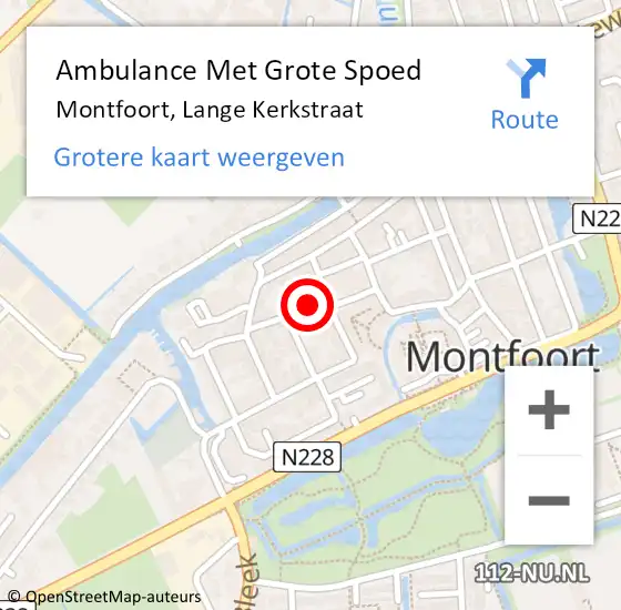 Locatie op kaart van de 112 melding: Ambulance Met Grote Spoed Naar Montfoort, Lange Kerkstraat op 27 december 2015 13:57