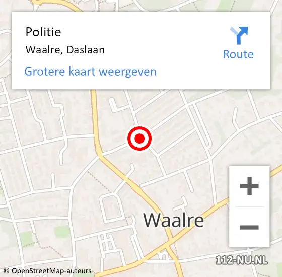 Locatie op kaart van de 112 melding: Politie Waalre, Daslaan op 27 december 2015 13:57