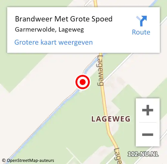 Locatie op kaart van de 112 melding: Brandweer Met Grote Spoed Naar Garmerwolde, Lageweg op 27 december 2015 14:21