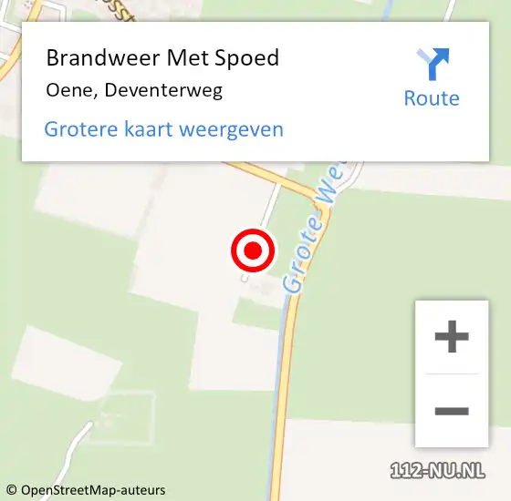 Locatie op kaart van de 112 melding: Brandweer Met Spoed Naar Oene, Deventerweg op 27 december 2015 14:53