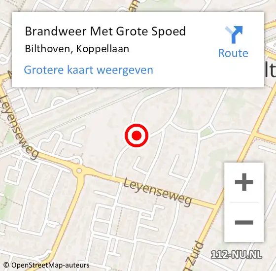 Locatie op kaart van de 112 melding: Brandweer Met Grote Spoed Naar Bilthoven, Koppellaan op 27 december 2015 15:35