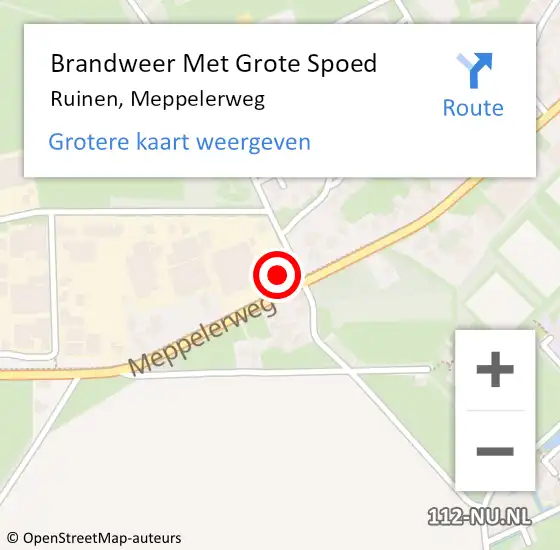 Locatie op kaart van de 112 melding: Brandweer Met Grote Spoed Naar Ruinen, Meppelerweg op 27 december 2015 15:59