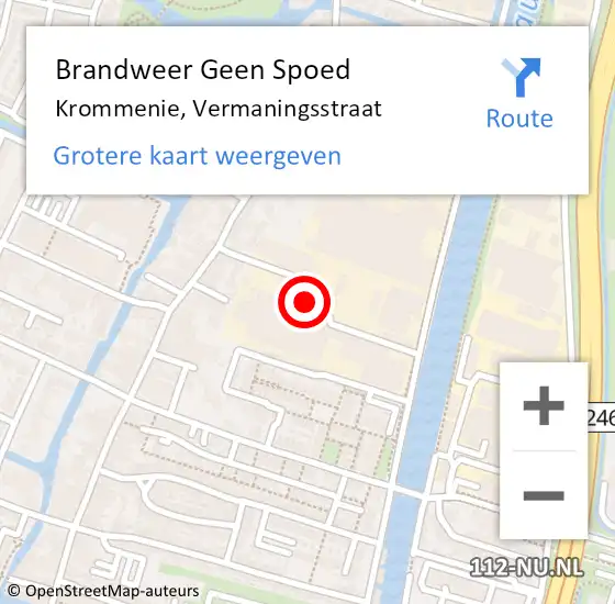 Locatie op kaart van de 112 melding: Brandweer Geen Spoed Naar Krommenie, Vermaningsstraat op 27 december 2015 16:04