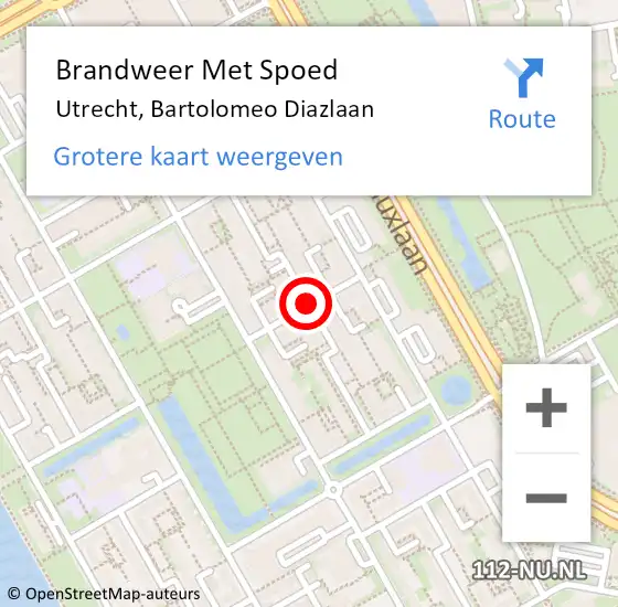 Locatie op kaart van de 112 melding: Brandweer Met Spoed Naar Utrecht, Bartolomeo Diazlaan op 27 december 2015 16:07