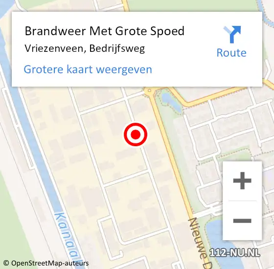 Locatie op kaart van de 112 melding: Brandweer Met Grote Spoed Naar Vriezenveen, Bedrijfsweg op 27 december 2015 17:26