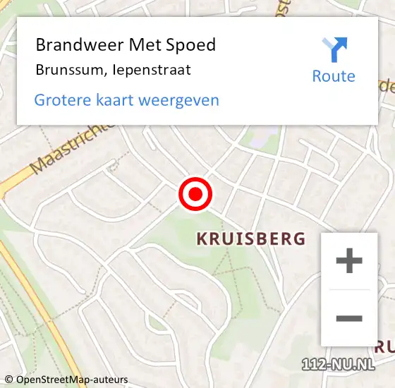 Locatie op kaart van de 112 melding: Brandweer Met Spoed Naar Brunssum, Iepenstraat op 27 december 2015 18:01