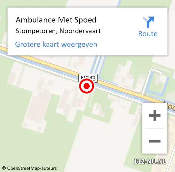 Locatie op kaart van de 112 melding: Ambulance Met Spoed Naar Stompetoren, Noordervaart op 27 december 2015 18:17