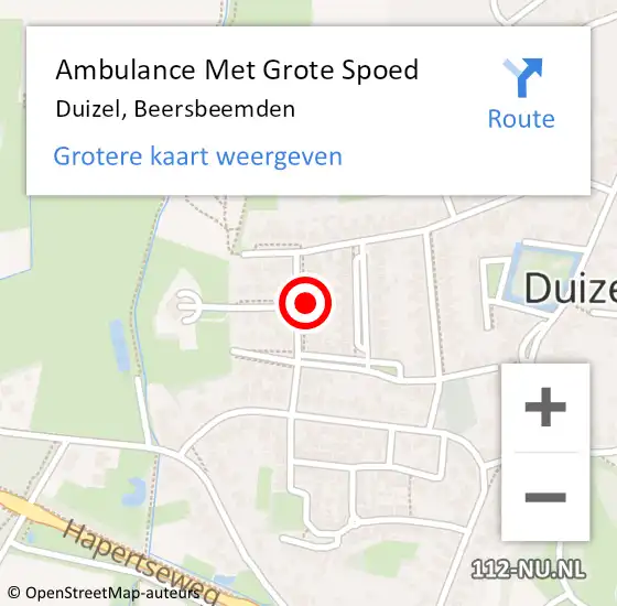 Locatie op kaart van de 112 melding: Ambulance Met Grote Spoed Naar Duizel, Beersbeemden op 27 december 2015 18:18