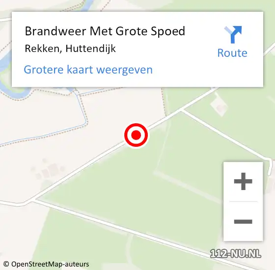 Locatie op kaart van de 112 melding: Brandweer Met Grote Spoed Naar Rekken, Huttendijk op 27 december 2015 18:48