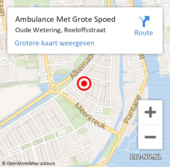Locatie op kaart van de 112 melding: Ambulance Met Grote Spoed Naar Oude Wetering, Roeloffsstraat op 27 december 2015 18:59