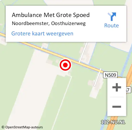 Locatie op kaart van de 112 melding: Ambulance Met Grote Spoed Naar Noordbeemster, Oosthuizerweg op 27 december 2015 19:10