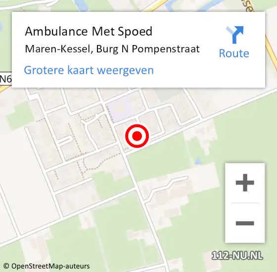 Locatie op kaart van de 112 melding: Ambulance Met Spoed Naar Maren-Kessel, Burg N Pompenstraat op 1 december 2013 15:37