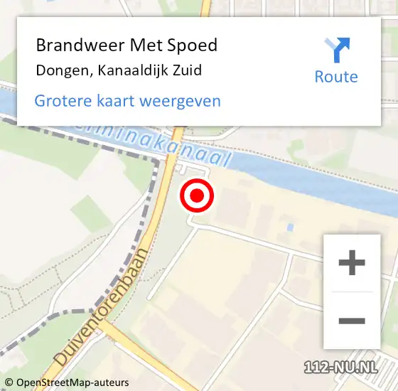 Locatie op kaart van de 112 melding: Brandweer Met Spoed Naar Dongen, Kanaaldijk Zuid op 27 december 2015 20:12