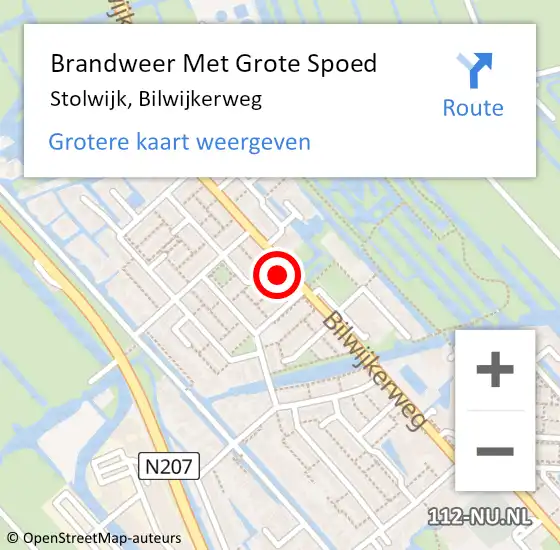 Locatie op kaart van de 112 melding: Brandweer Met Grote Spoed Naar Stolwijk, Bilwijkerweg op 27 december 2015 21:56