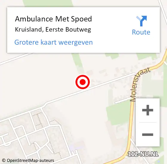 Locatie op kaart van de 112 melding: Ambulance Met Spoed Naar Kruisland, Eerste Boutweg op 27 december 2015 22:23