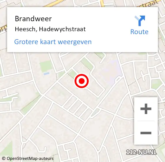 Locatie op kaart van de 112 melding: Brandweer Heesch, Hadewychstraat op 27 december 2015 22:49