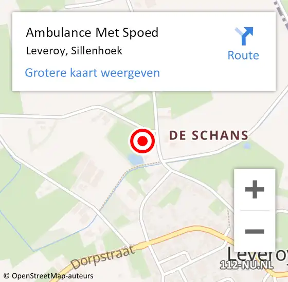 Locatie op kaart van de 112 melding: Ambulance Met Spoed Naar Leveroy, Sillenhoek op 28 december 2015 01:59