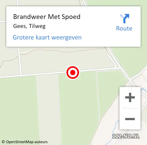 Locatie op kaart van de 112 melding: Brandweer Met Spoed Naar Gees, Tilweg op 1 december 2013 16:25