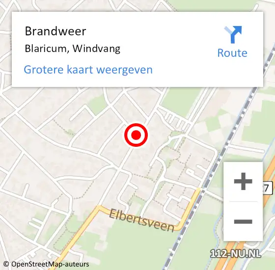 Locatie op kaart van de 112 melding: Brandweer Blaricum, Windvang op 28 december 2015 07:25