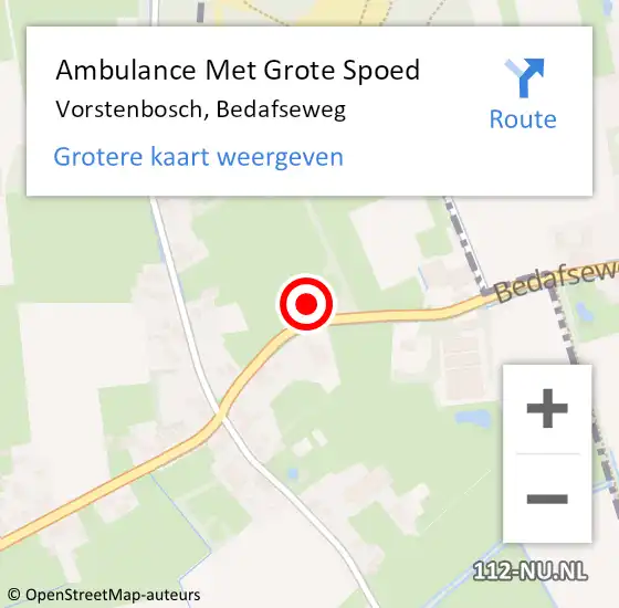 Locatie op kaart van de 112 melding: Ambulance Met Grote Spoed Naar Vorstenbosch, Bedafseweg op 28 december 2015 09:29