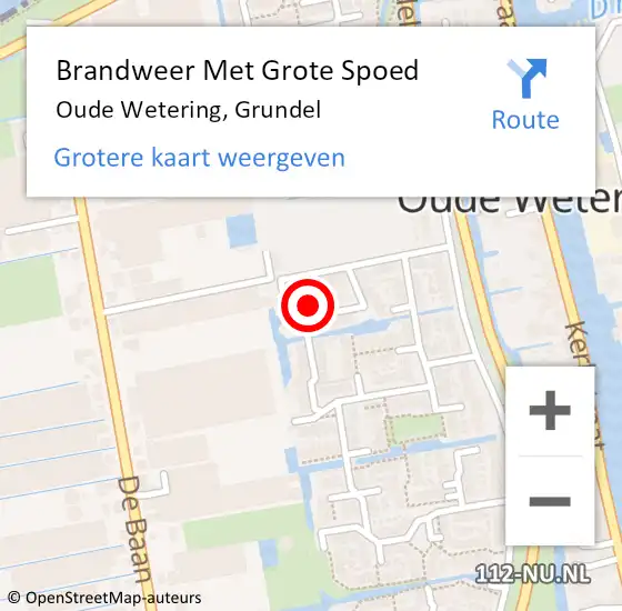 Locatie op kaart van de 112 melding: Brandweer Met Grote Spoed Naar Oude Wetering, Grundel op 28 december 2015 09:37