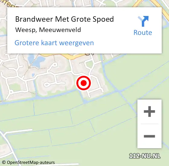 Locatie op kaart van de 112 melding: Brandweer Met Grote Spoed Naar Weesp, Meeuwenveld op 1 december 2013 16:42