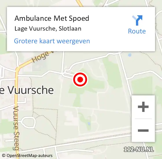 Locatie op kaart van de 112 melding: Ambulance Met Spoed Naar Lage Vuursche, Slotlaan op 1 december 2013 16:50