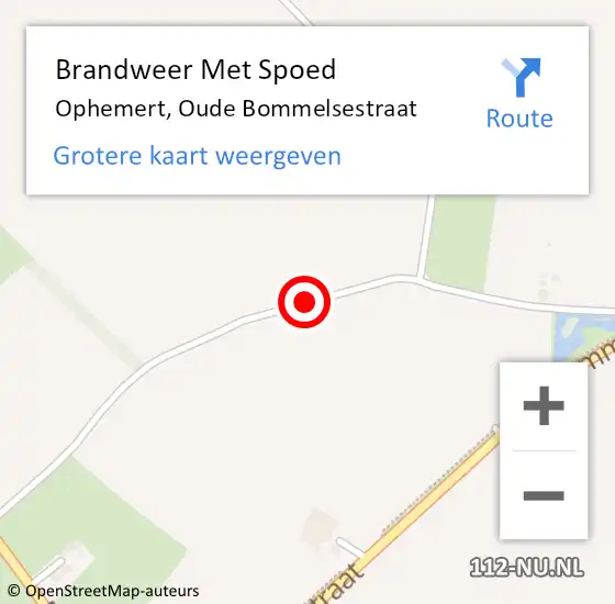 Locatie op kaart van de 112 melding: Brandweer Met Spoed Naar Ophemert, Oude Bommelsestraat op 28 december 2015 11:07