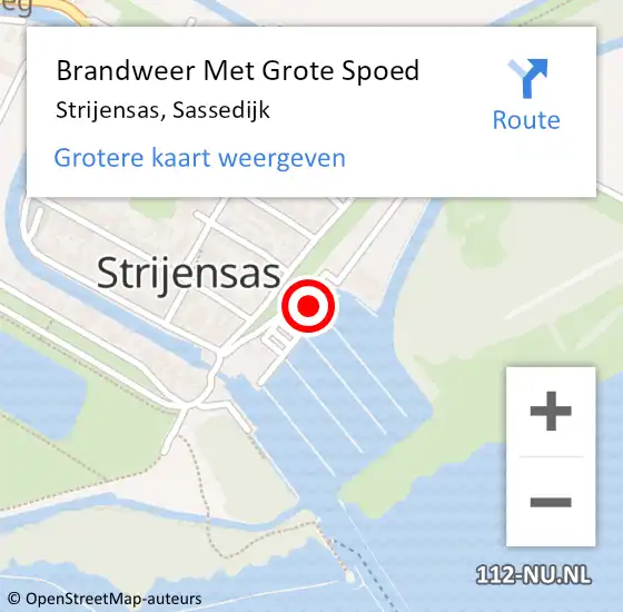 Locatie op kaart van de 112 melding: Brandweer Met Grote Spoed Naar Strijensas, Sassedijk op 28 december 2015 11:50