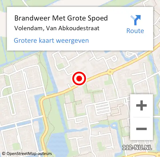 Locatie op kaart van de 112 melding: Brandweer Met Grote Spoed Naar Volendam, Van Abkoudestraat op 28 december 2015 12:32