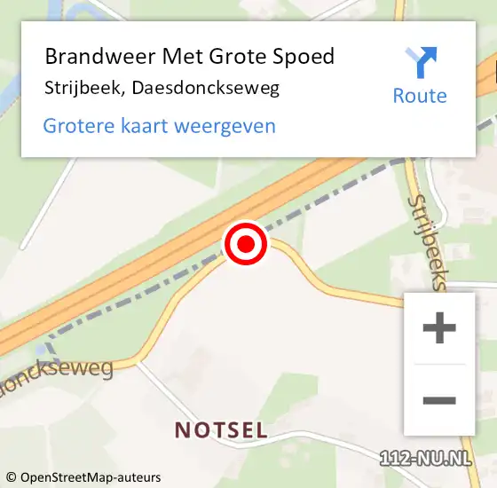 Locatie op kaart van de 112 melding: Brandweer Met Grote Spoed Naar Strijbeek, Daesdonckseweg op 28 december 2015 12:50