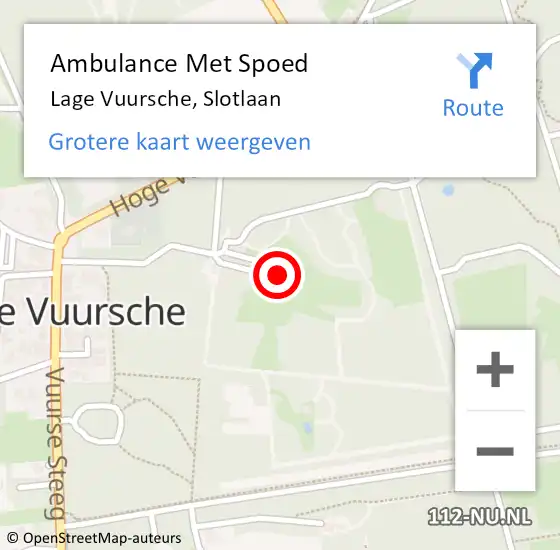Locatie op kaart van de 112 melding: Ambulance Met Spoed Naar Lage Vuursche, Slotlaan op 1 december 2013 17:12