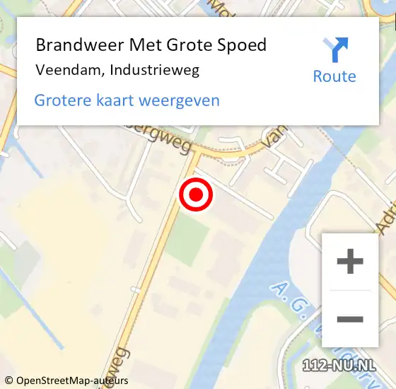 Locatie op kaart van de 112 melding: Brandweer Met Grote Spoed Naar Veendam, Industrieweg op 28 december 2015 14:23